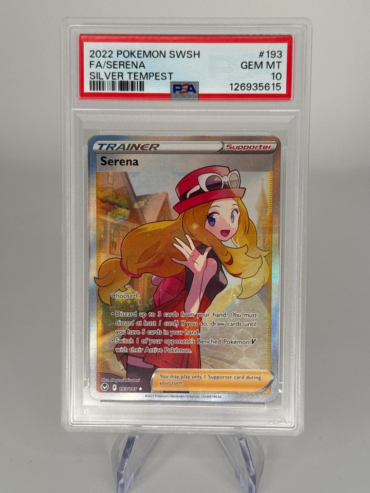 Pokemon TCG 2022 Serena Silver Tempest Full Art Trainer, 193/195, PSA 10 Gem Mint