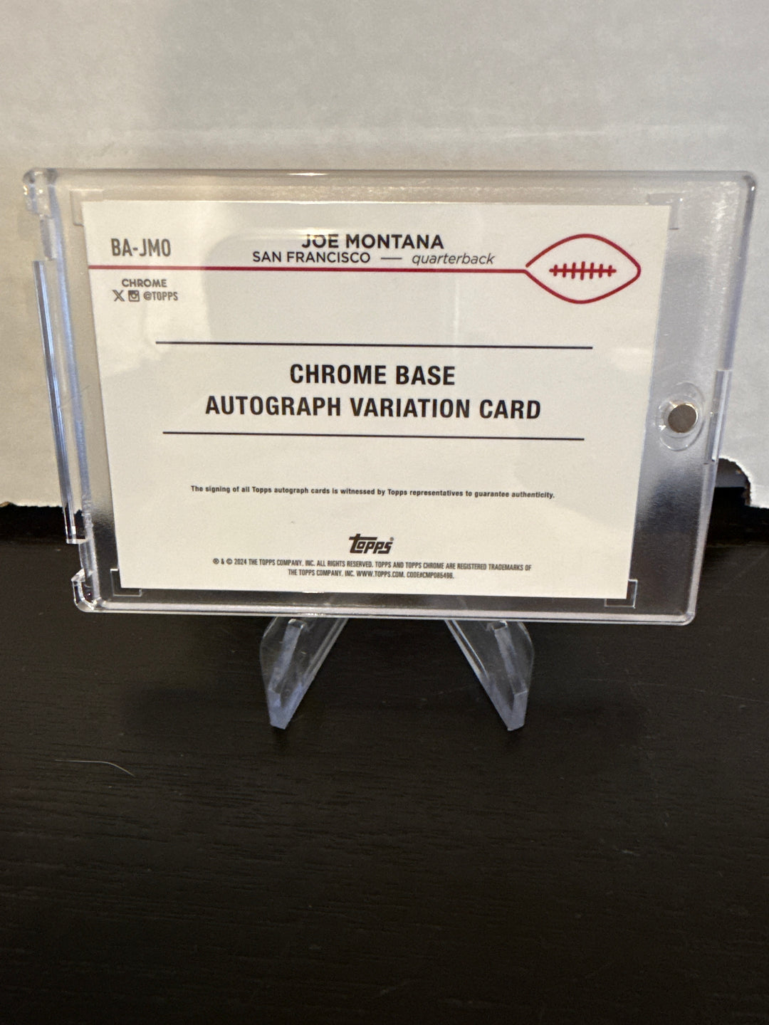 Joe Montana 2024 Topps Chrome Orange Refractor Variation Auto, 02/25