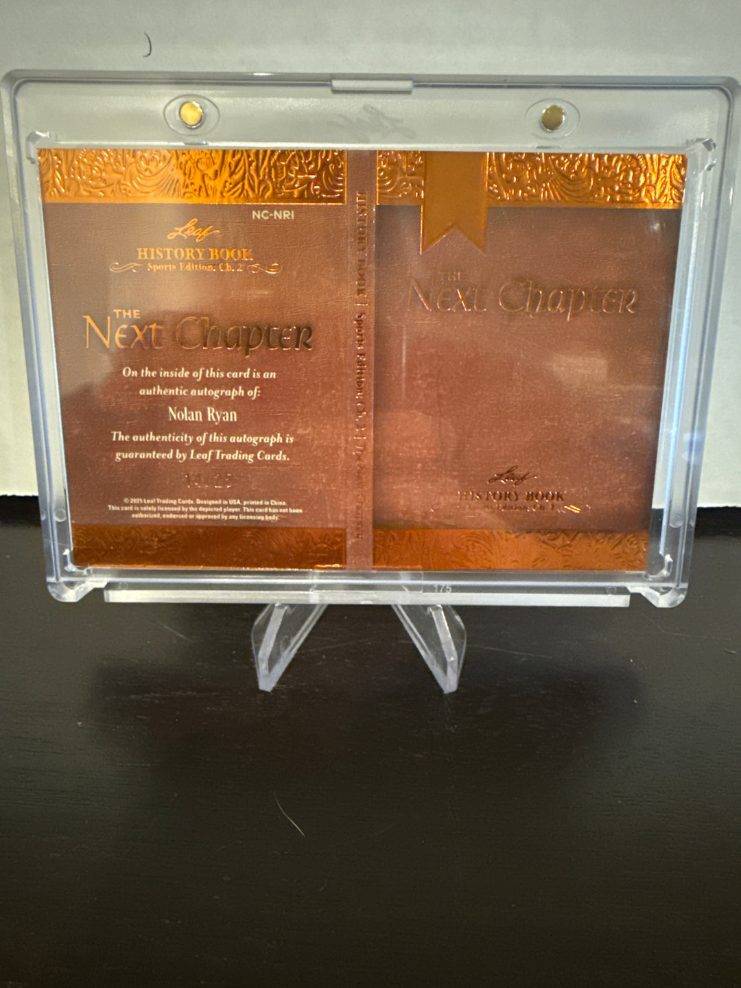 Nolan Ryan 2025 Leaf History Book The Next Chapter Booklet Auto, 14/25