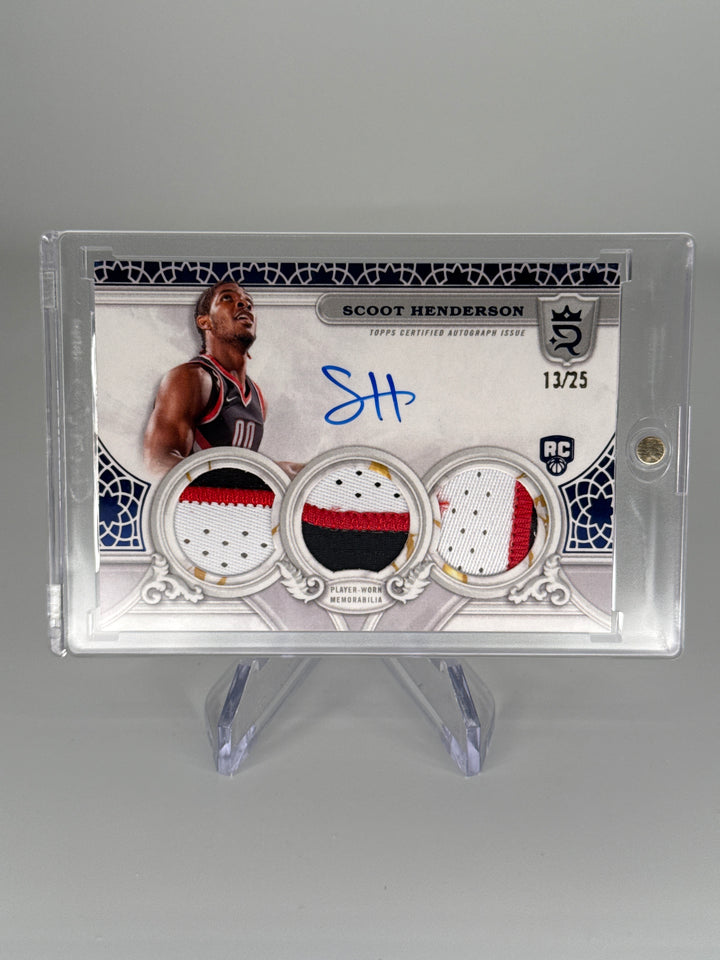 Scoot Henderson 2024 Topps Royalty Rookie Triple Patch Auto Purple, 13/25