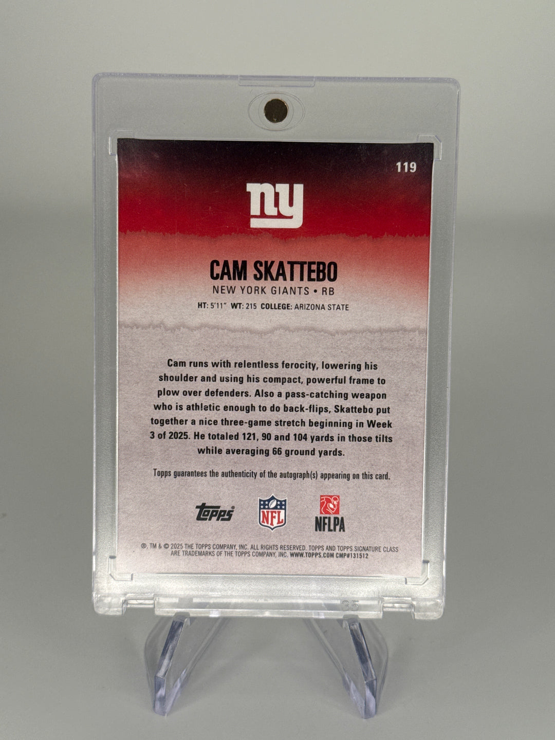Cam Skattebo 2025 Topps Signature Class Class Rookie Auto
