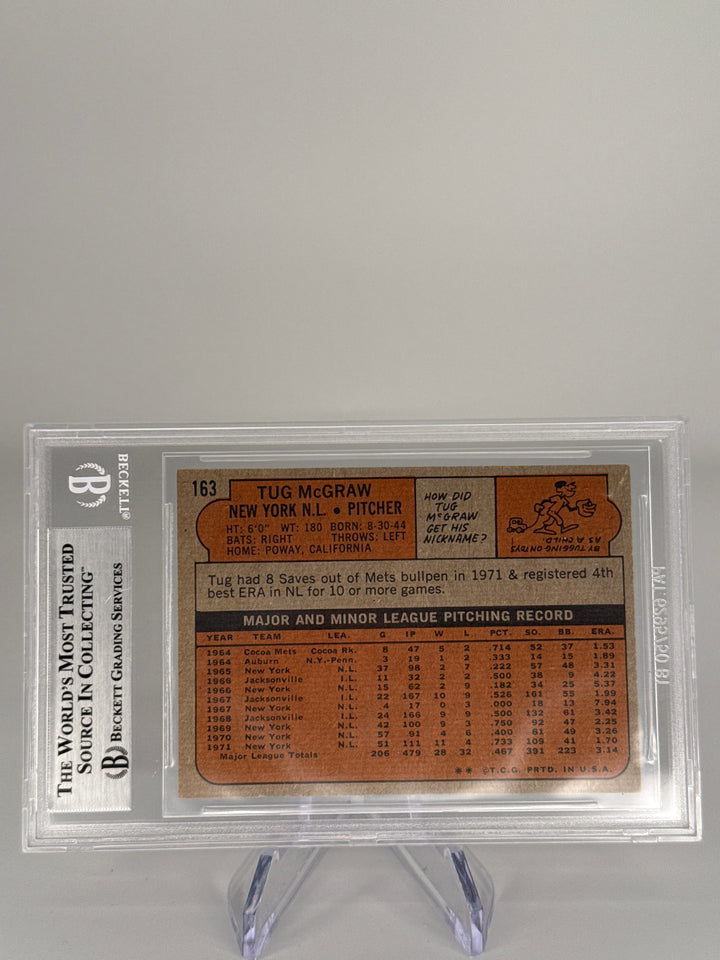 Tug McGraw 1972 Topps, BGS Authentic Auto