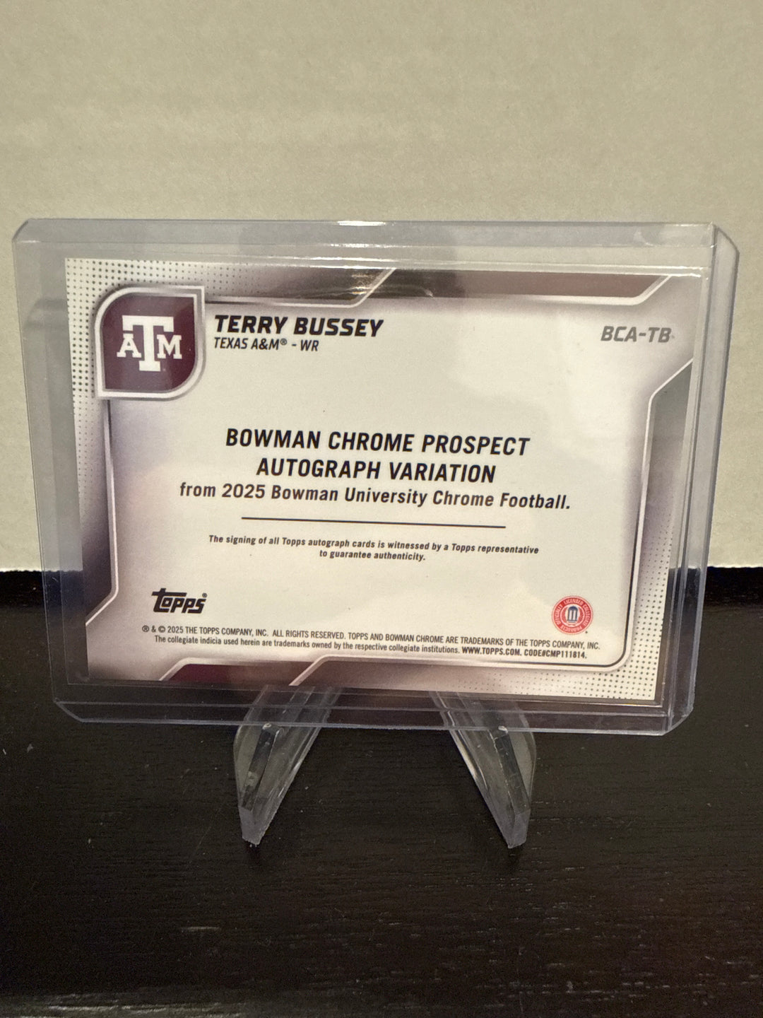 Terry Bussey 2025 Bowman Chrome University 1st Auto Gold Shimmer, 41/50