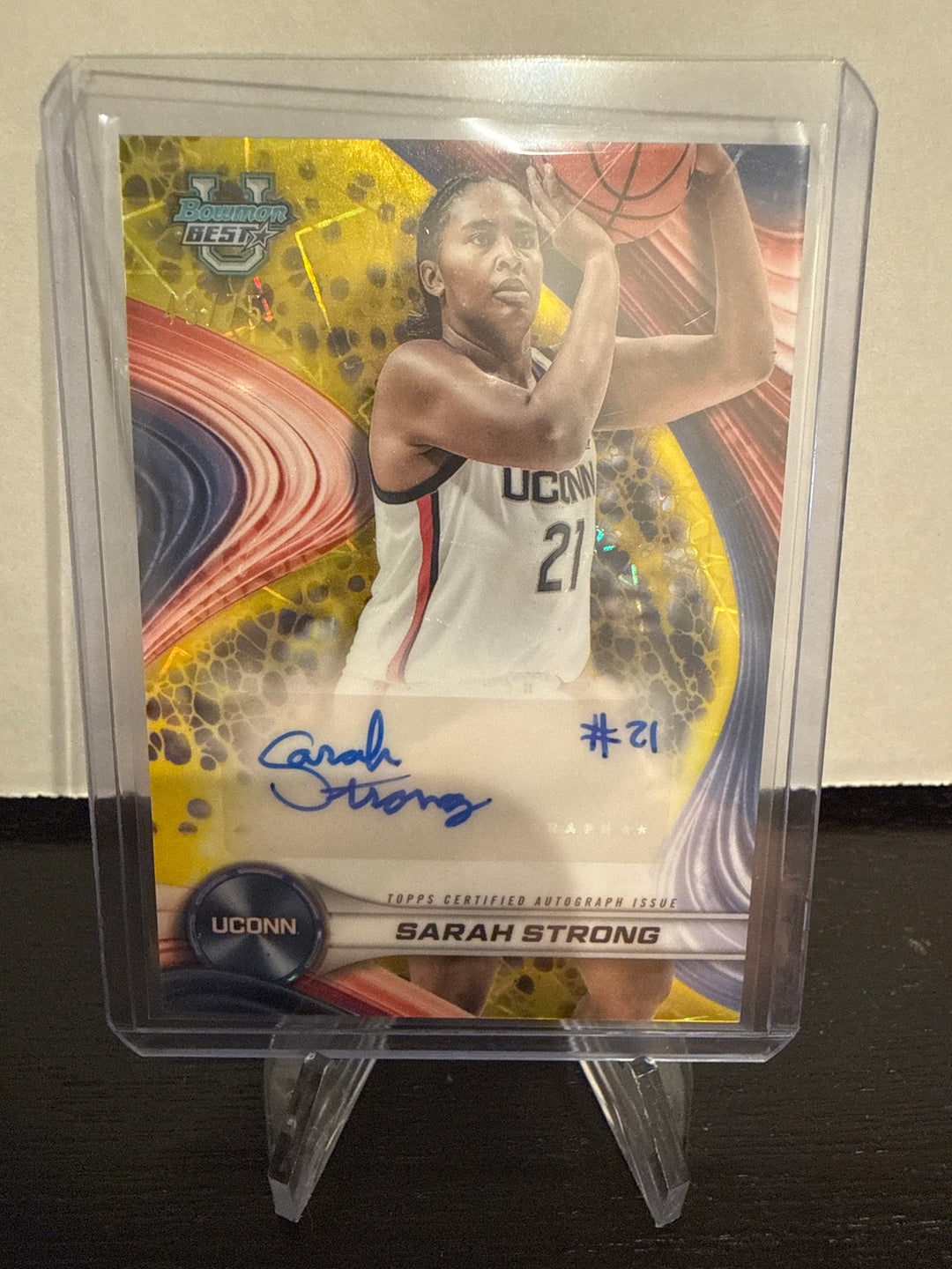 Sarah Strong 2025 Bowman Best University Yellow Auto, 49/75