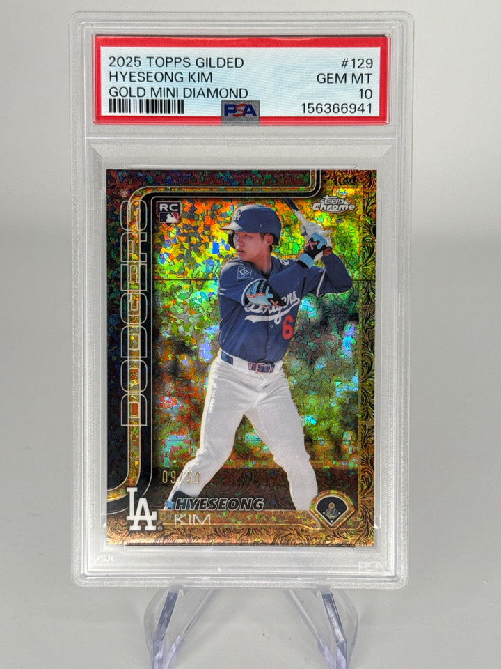 Hyeseong Kim 2025 Topps Gilded Collection Gold Mini Diamond Rookie, 09/50, PSA 10 Gem Mint
