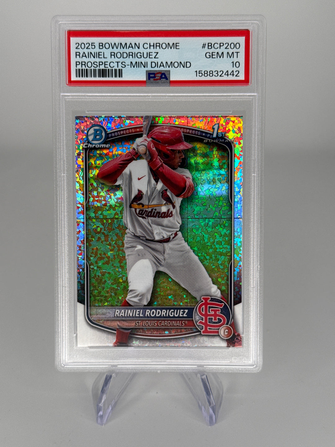 Rainiel Rodriguez 2025 Bowman Chrome Mini Diamond Refractor 1st, PSA 10 Gem Mint
