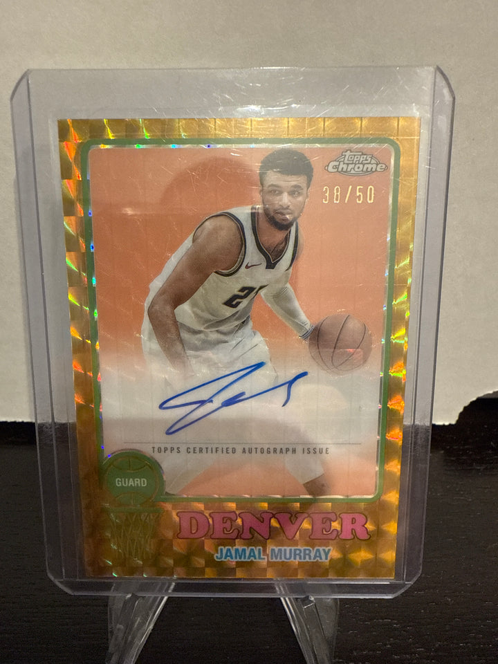 Jamal Murray 2025 Topps Chrome 1973 Auto Gold, 38/50