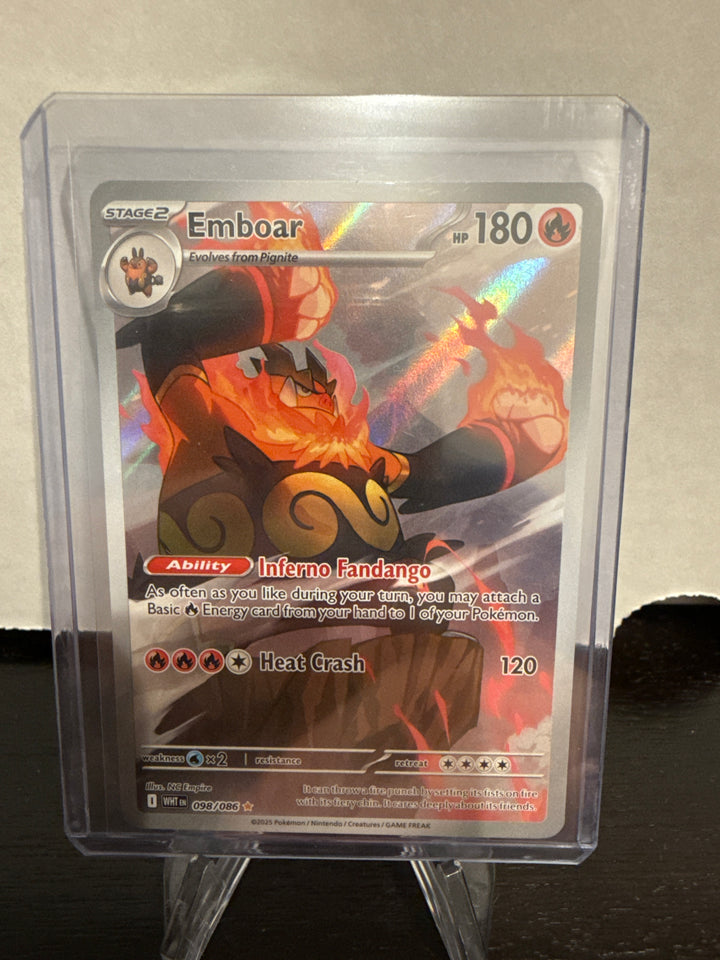 Pokemon TCG 2025 Emboar White Flare Full Art Illustration Rare, 098/086