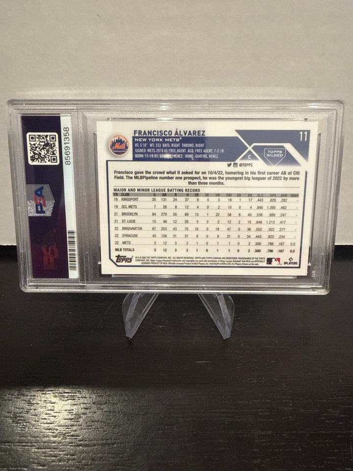 Francisco Alvarez 2023 Topps Gilded Collection Rookie, 80/99, PSA 9 Mint