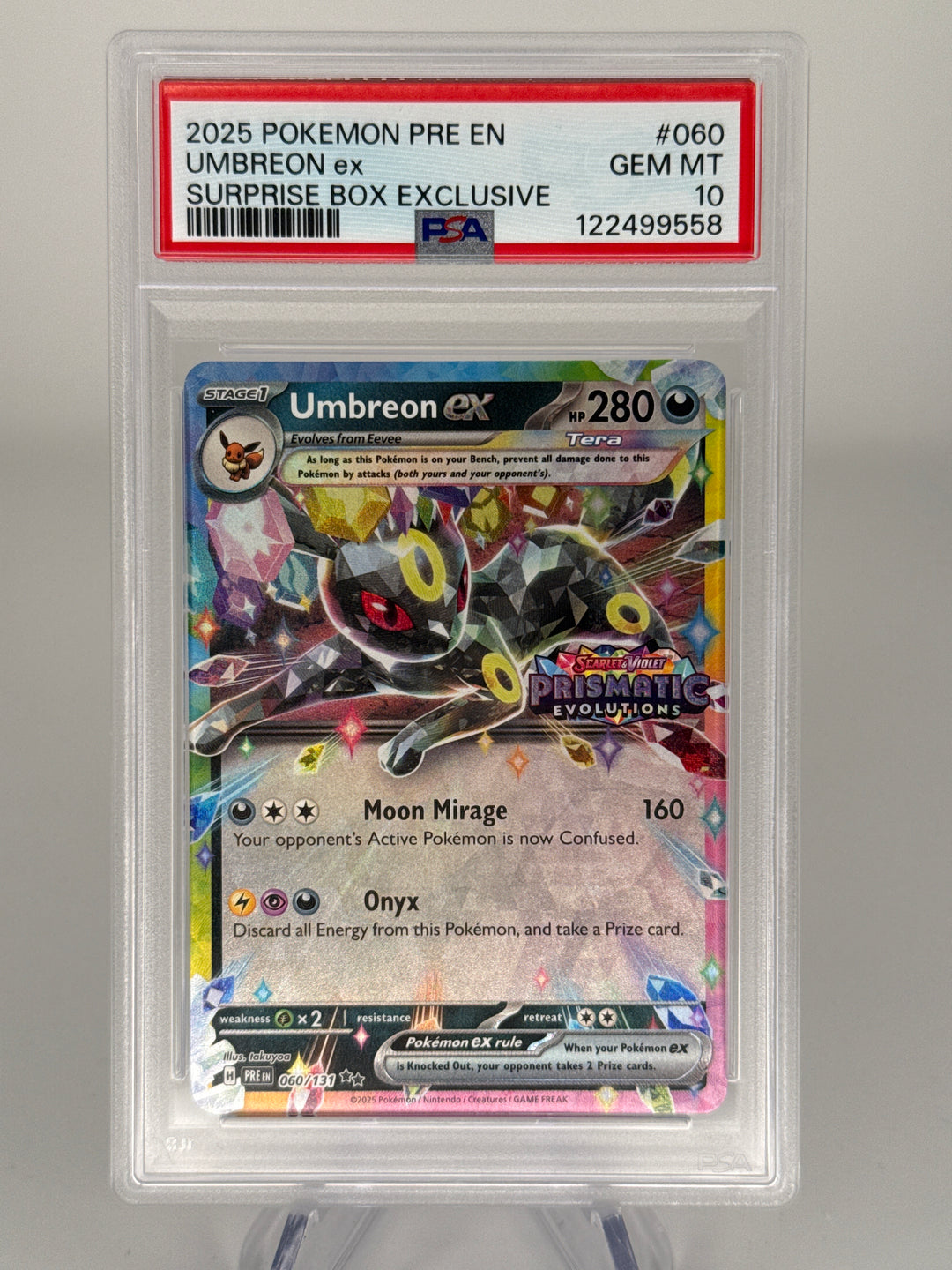 Pokemon TCG 2025 Umbreon EX Prismatic Evolutions Double Rare Stamped Promo, 060/131, PSA 10 Gem Mint