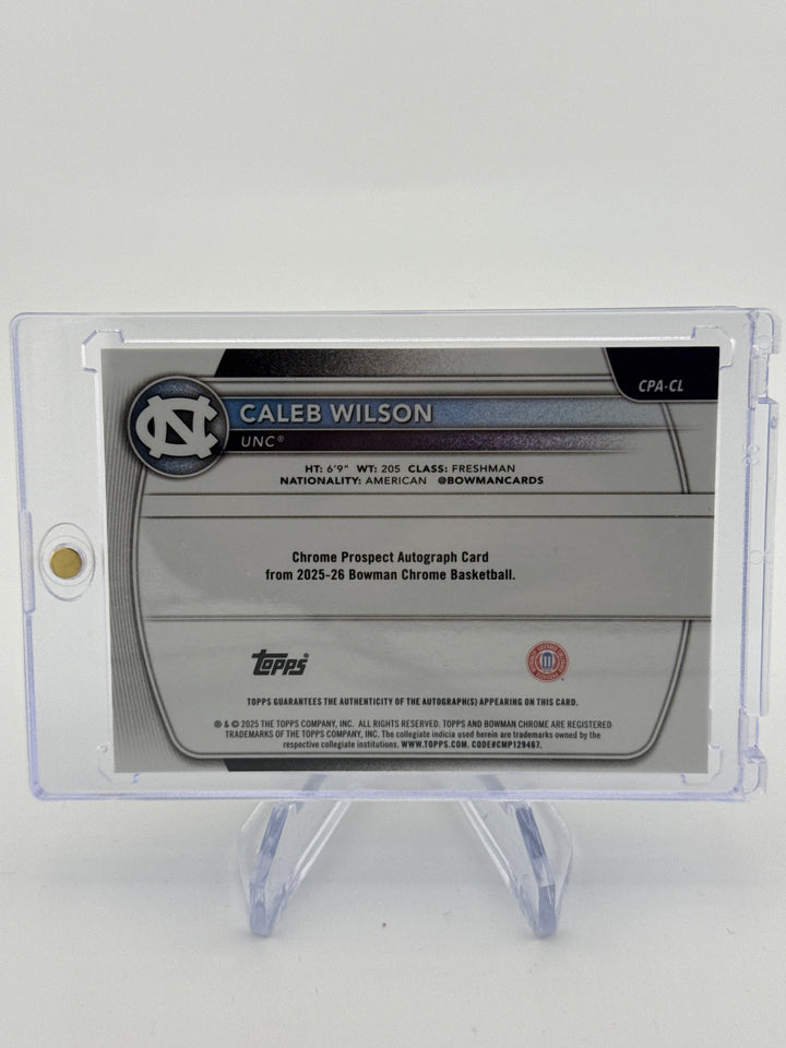 Caleb Wilson 2025 Bowman Chrome University Gold Mojo Refractor 1st Auto, 20/50