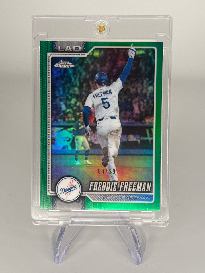 Freddie Freeman 2026 Topps Chrome Green Refractor Image Variation, 63/99
