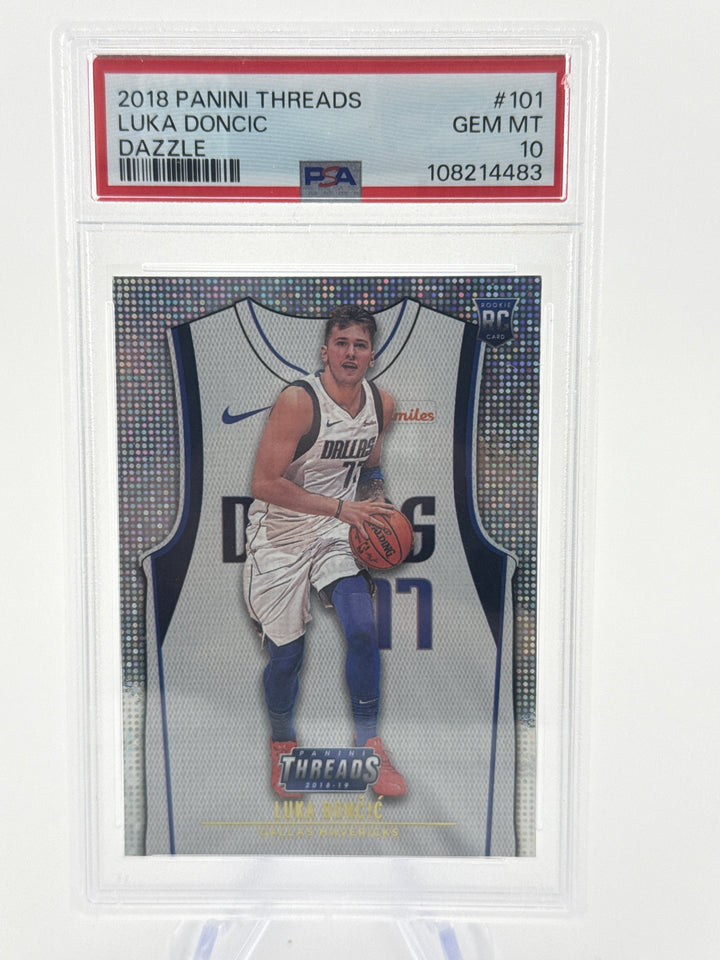 Luka Doncic 2018 Panini Threads Dazzle Rookie, PSA 10 Gem Mint