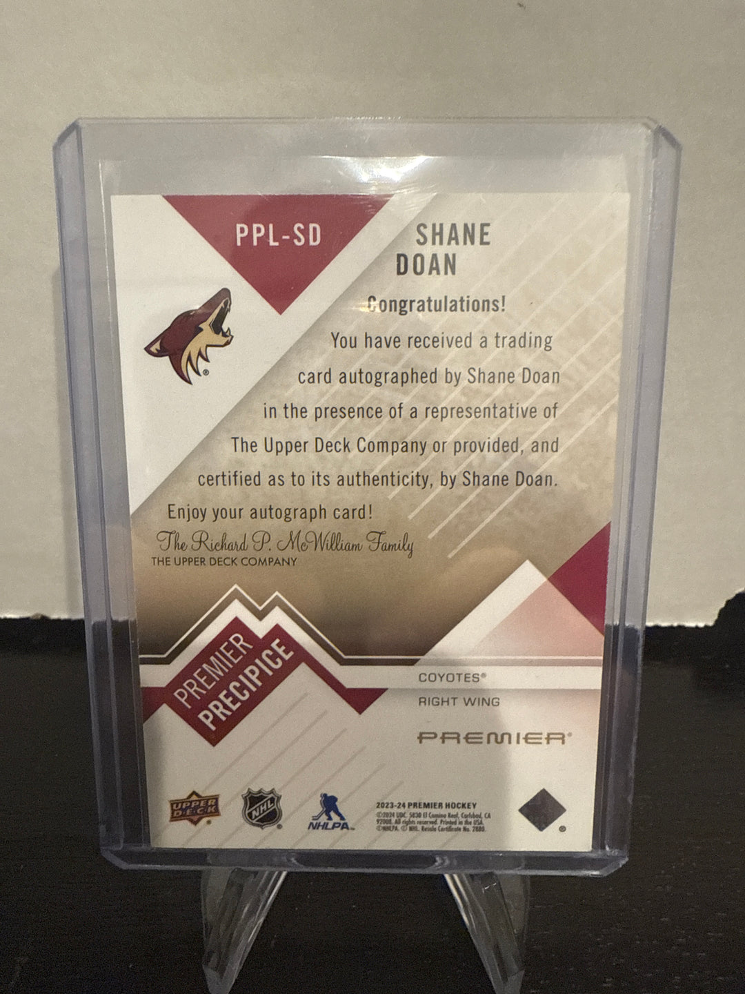 Shane Doan 2023-2024 Upper Deck Premier Precipice Auto, 04/10