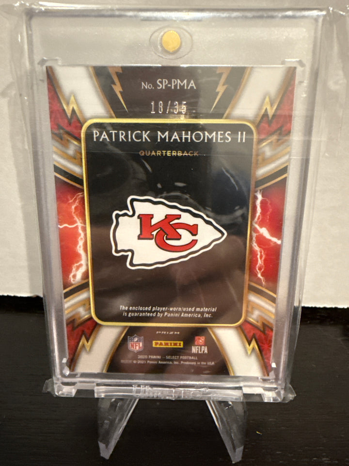 Patrick Mahomes 2020 Panini Select Sparks Relic White, 18/35