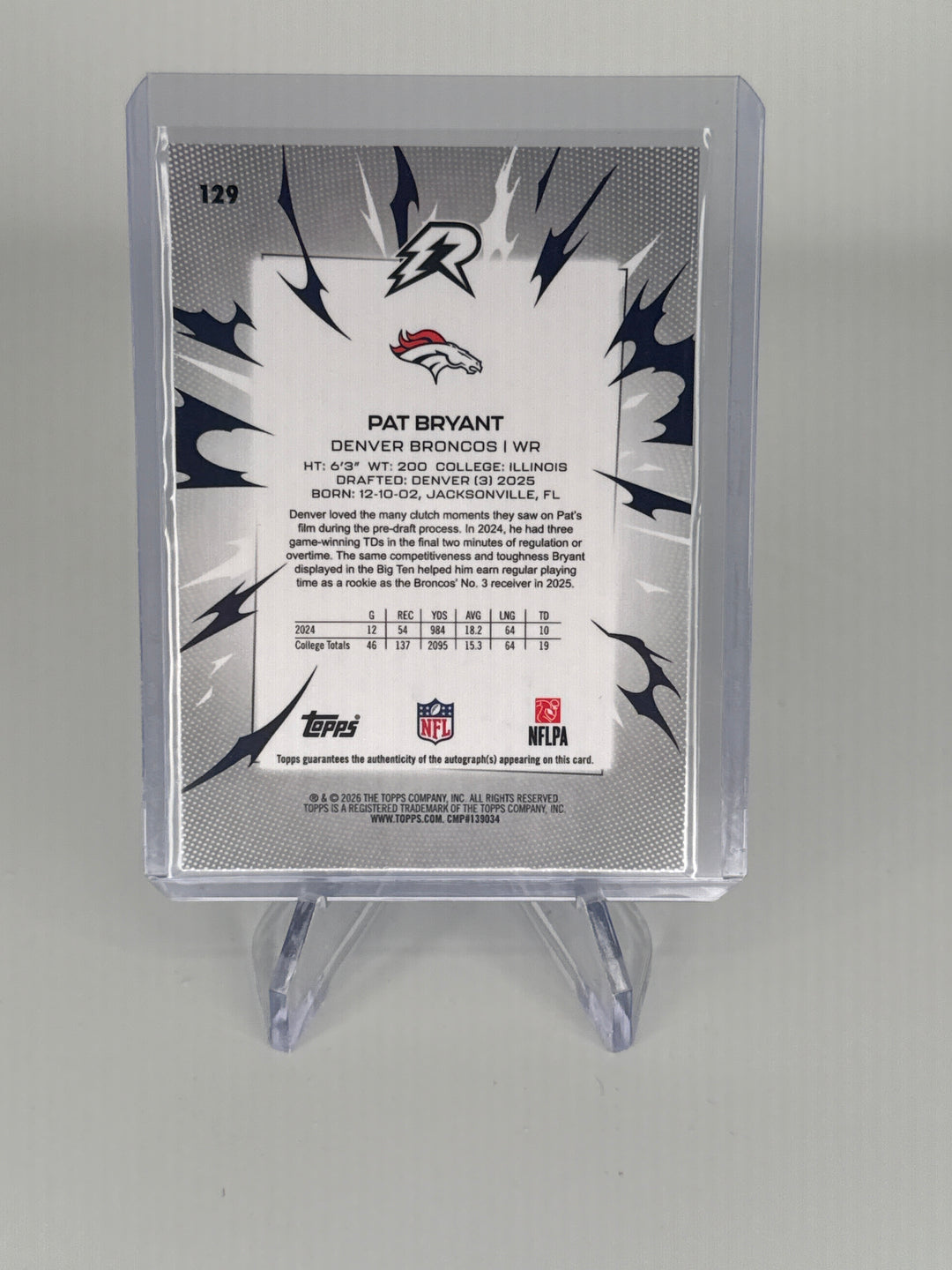 Pat Bryant 2025 Topps Resurgence Blue Surge Rookie Auto, 44/99