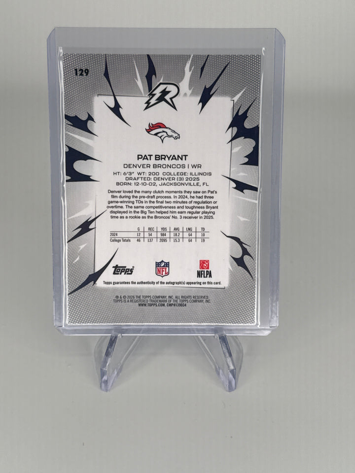 Pat Bryant 2025 Topps Resurgence Blue Surge Rookie Auto, 44/99