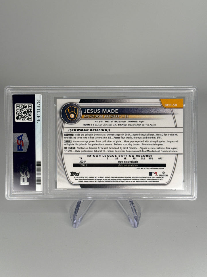 Jesus Made 2025 Bowman Chrome 1st Reptilian Refractor, PSA 10 Gem Mint