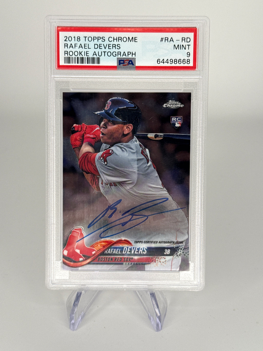 Rafael Devers 2018 Topps Chrome Rookie Auto, PSA 9 Mint