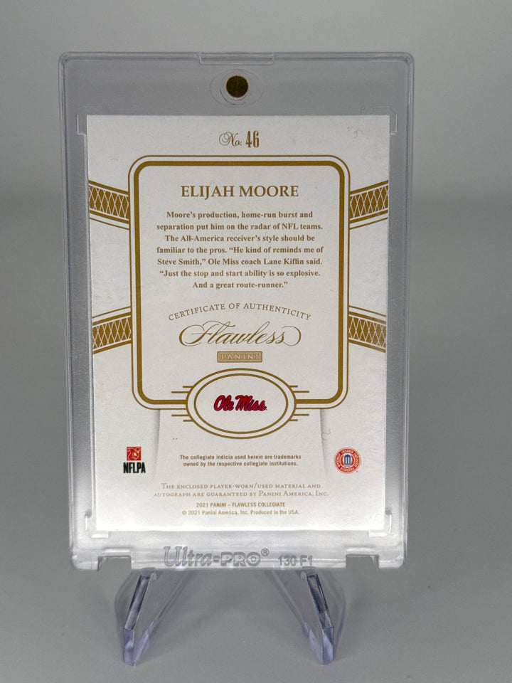 Elijah Moore 2019 Panini Flawless Collegiate Rookie Patch Auto Gold, 01/10