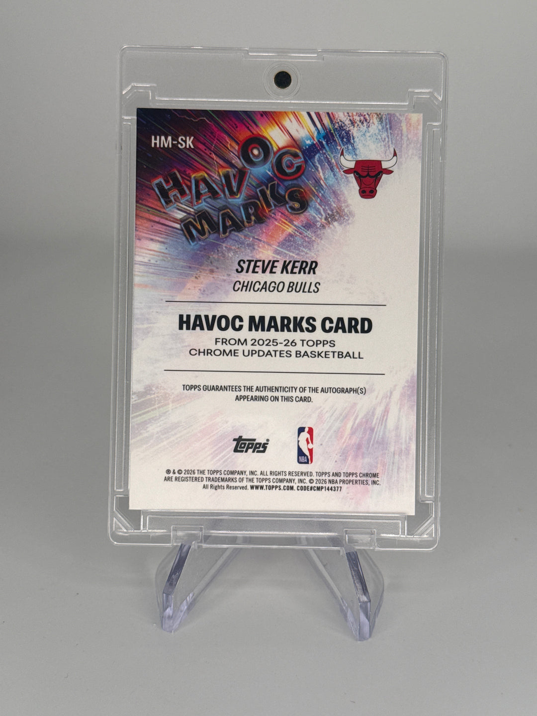 Steve Kerr 2026 Topps Chrome Havoc Marks Orange Atomic Refractor Auto, 18/25