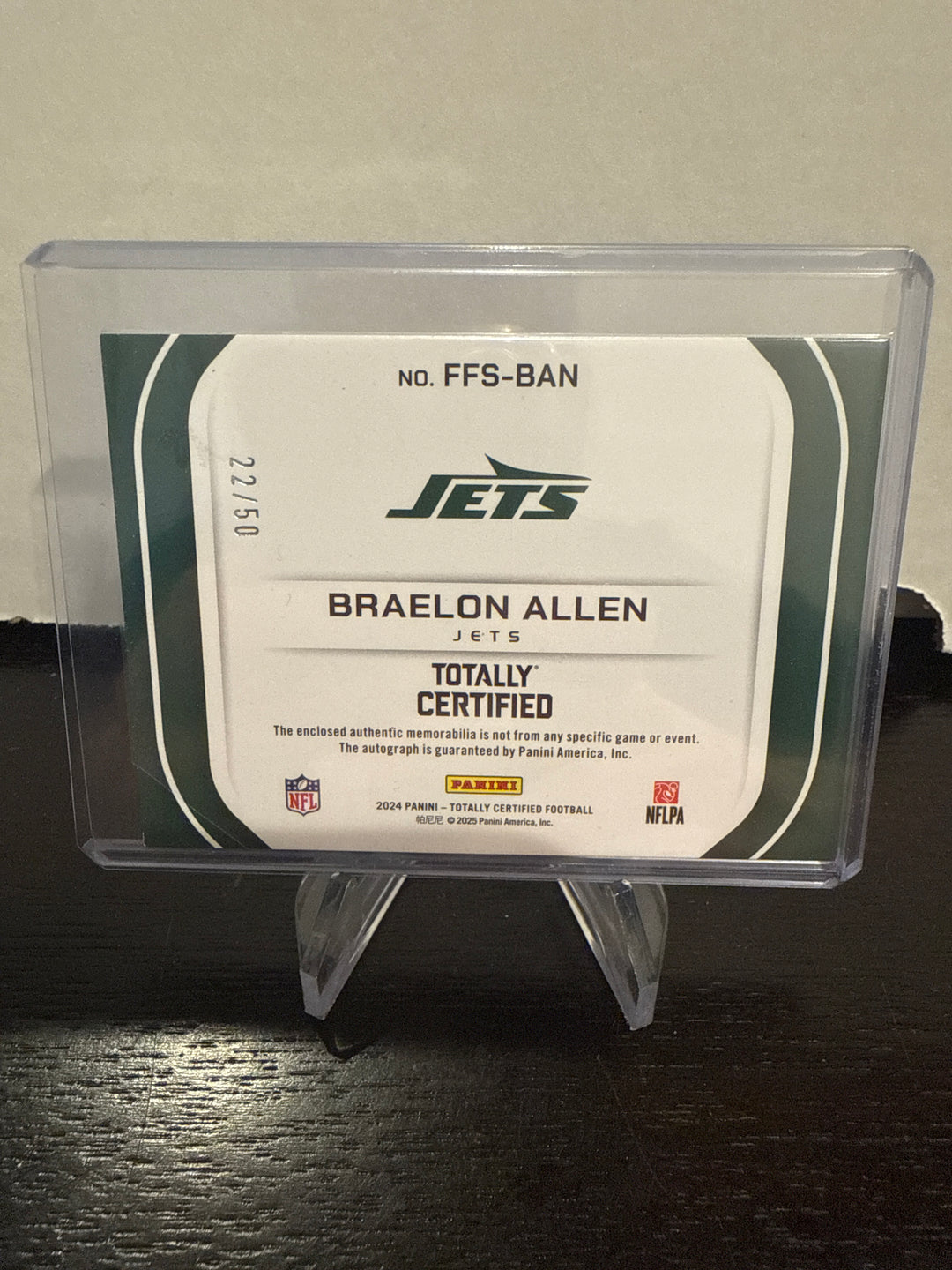 Braelon Allen 2024 Panini Totally Certified Rookie Patch Auto Blue, 22/50