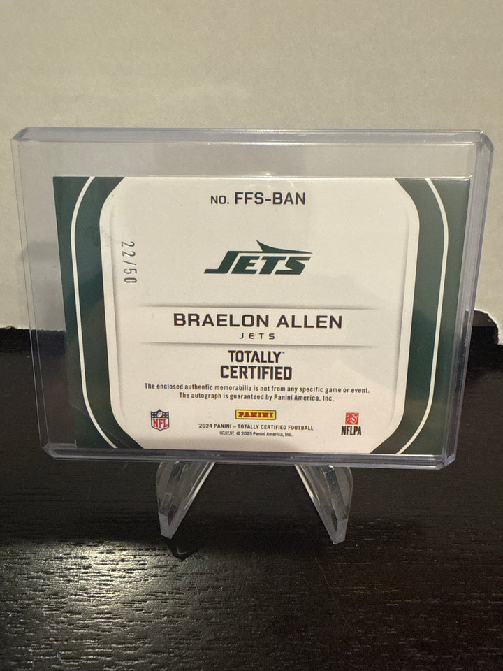 Braelon Allen 2024 Panini Totally Certified Rookie Patch Auto Blue, 22/50