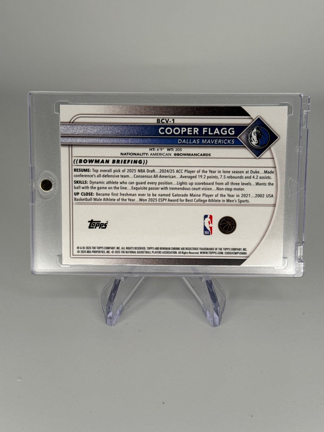 Cooper Flagg 2025 Bowman Chrome Hardwood Refractor Rookie, 013/125