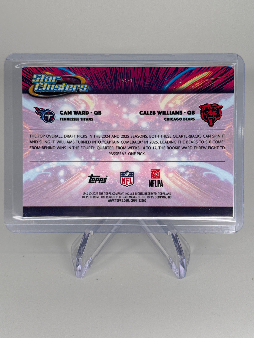 Cam Ward/Caleb Williams 2025 Topps Chrome Cosmic Star Clusters Green Refractor, 62/75