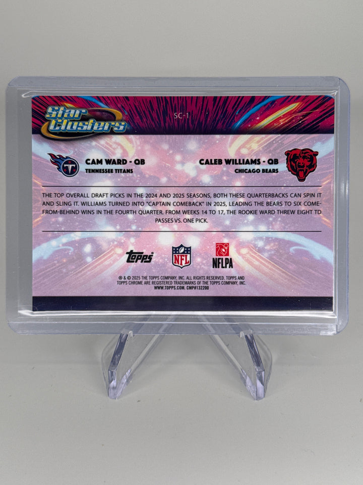 Cam Ward/Caleb Williams 2025 Topps Chrome Cosmic Star Clusters Green Refractor, 62/75