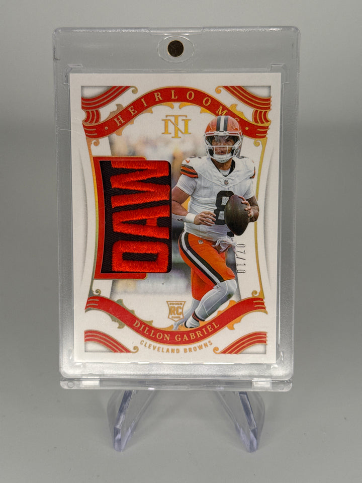Dillon Gabriel 2025 Panini National Treasures Heirlooms Rookie Patch Auto Gold, 07/10