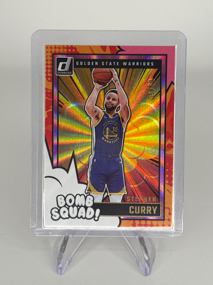 Stephen Curry 2024 Panini Donruss Bomb Squad Pink Laser Holo, 35/50