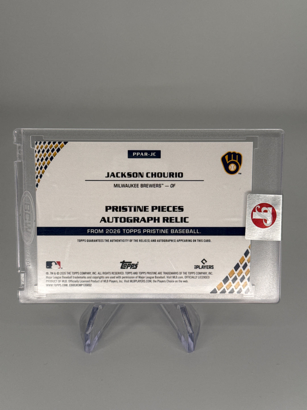 Jackson Chourio 2026 Topps Pristine Pieces Auto Relic