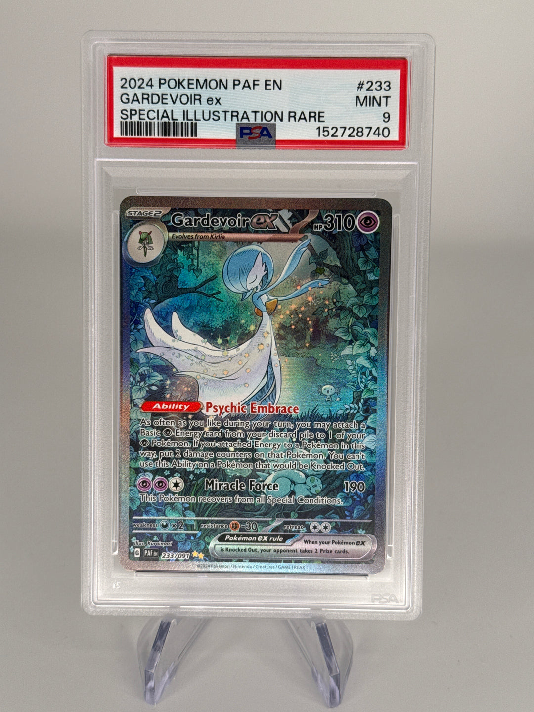 Pokémon TCG 2024 Gardevoir EX Paldean Fates Special Illustration, 233/091, PSA 9 Mint