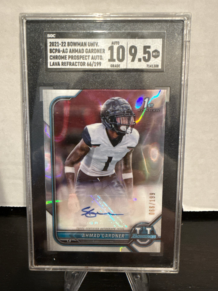 Ahmad "Sauce" Gardner 2021 Bowman University Chrome Prospect Lava Refractor Auto, 066/199, SGC 9.5 Gem Mint