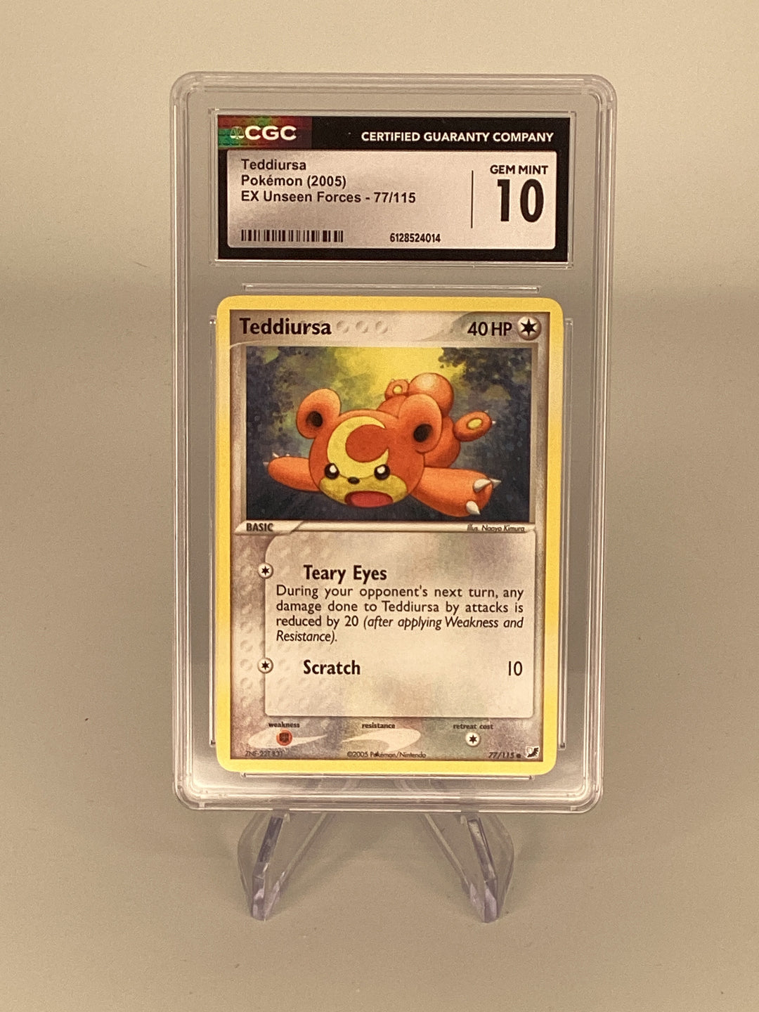 Pokémon TCG 2005 Teddiursa EX Unseen Forces, 77/115, CGC 10 Gem Mint