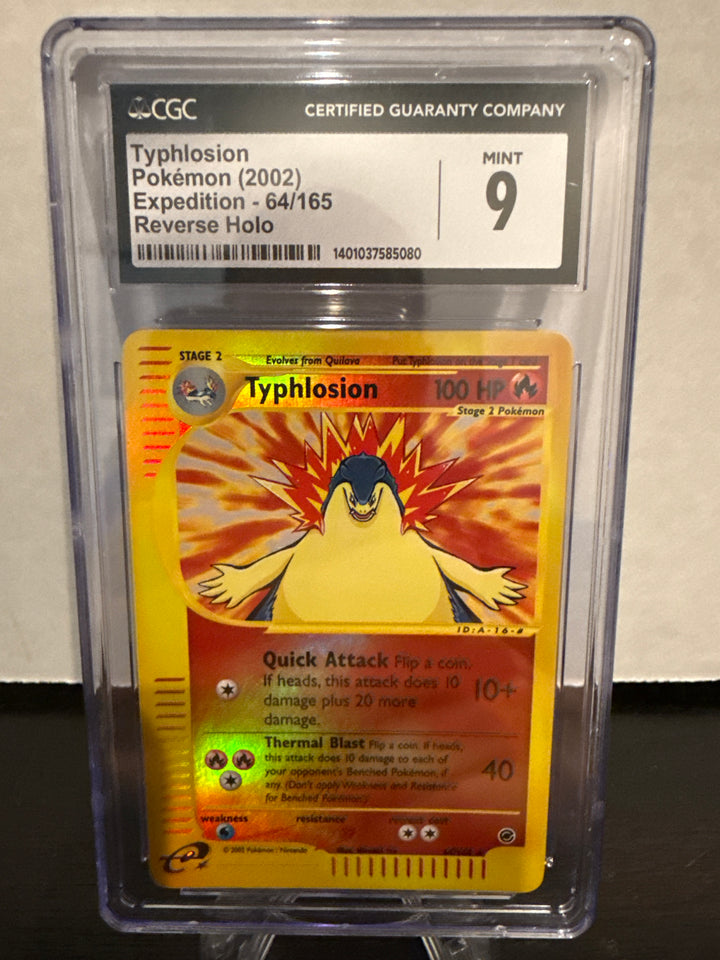Pokemon TCG 2002 Typhlosion Expedition Reverse Holo, 64/165, CGC 9 Mint