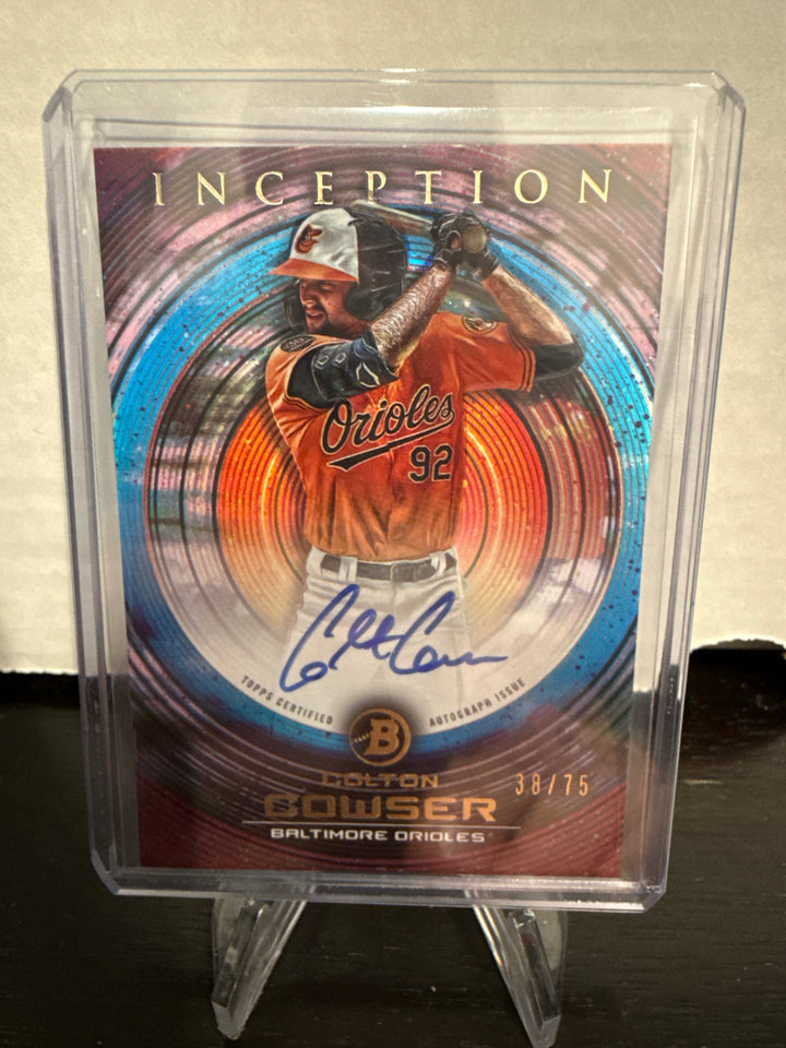Colton Cowser 2022 Bowman Inception Prospect Fuchsia Auto, 38/75