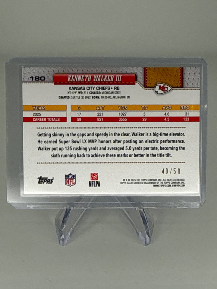 Kenneth Walker 2026 Topps Flagship Gold Diamante, 40/50