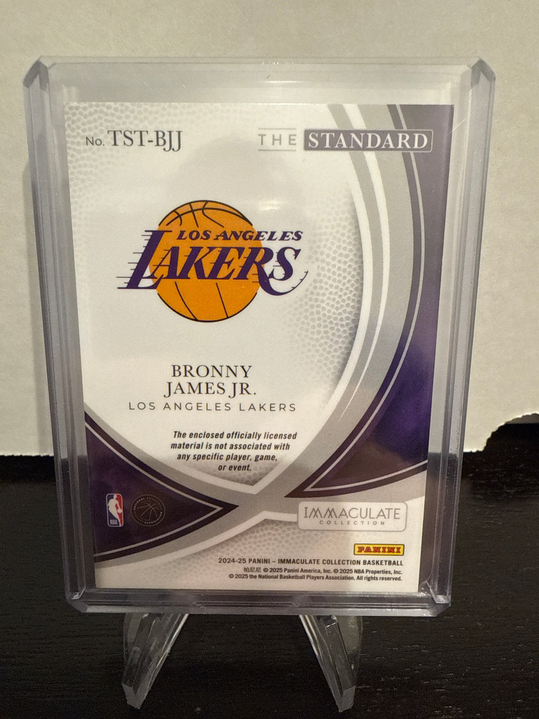 Bronny James Jr 2024 Panini Immaculate The Standard Jumbo Rookie Relic, 33/49