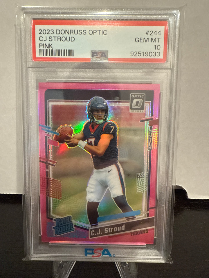 CJ Stroud 2023 Panini Donruss Optic Pink Holo Rookie, PSA 10 Gem Mint