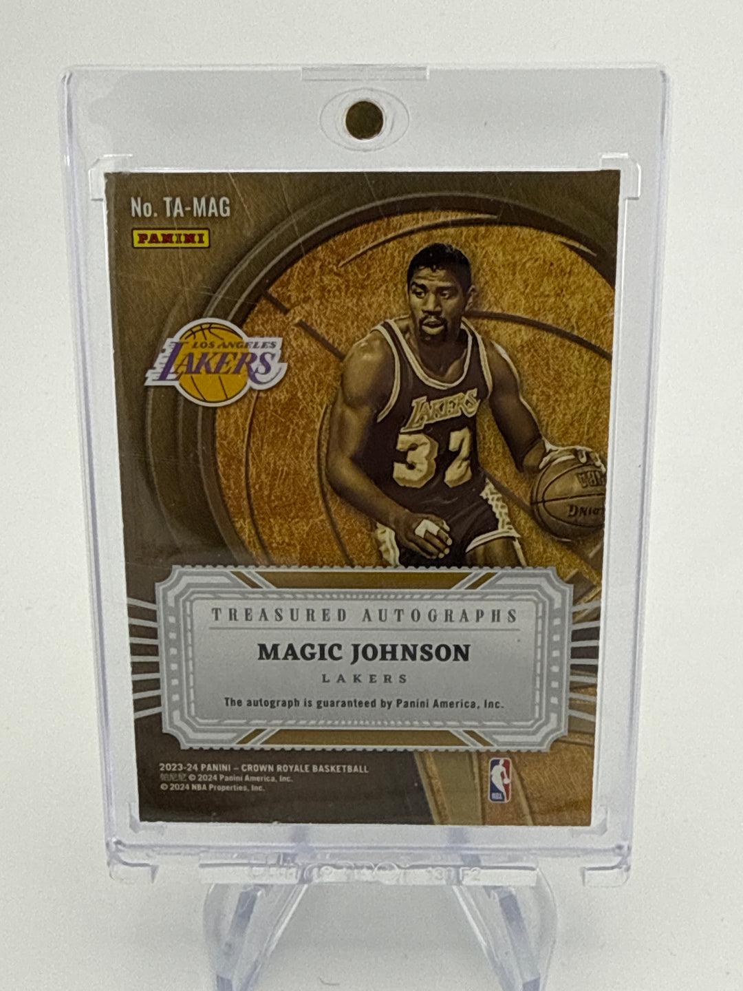 Magic Johnson 2023-2024 Panini Crown Royale Treasured Auto Gold, 01/10