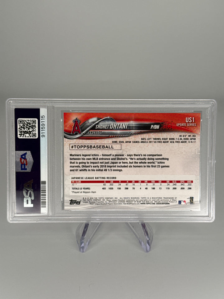 Shohei Ohtani 2018 Topps Update Pitching in Red Jersey Rookie, PSA 10 Gem Mint