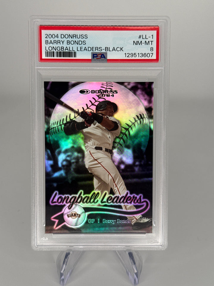 Barry Bonds 2004 Donruss Longball Leaders Black Refractor, 117/250, PSA 8