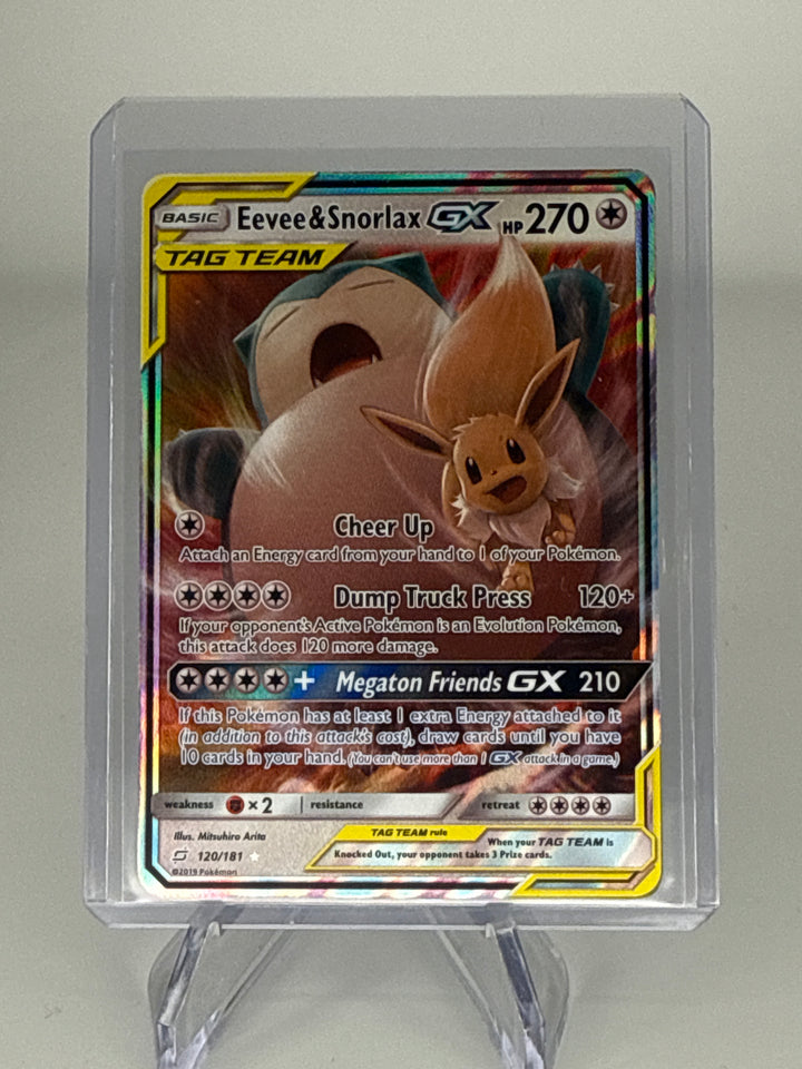 Pokémon TCG 2019 Eevee & Snorlax GX Tag Team Holo, 120/181