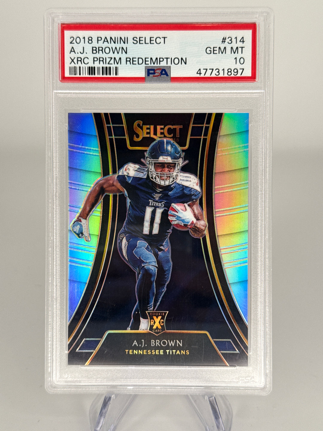 AJ Brown 2018 Panini Select XRC Prizm Redemption Rookie, PSA 10 Gem Mint