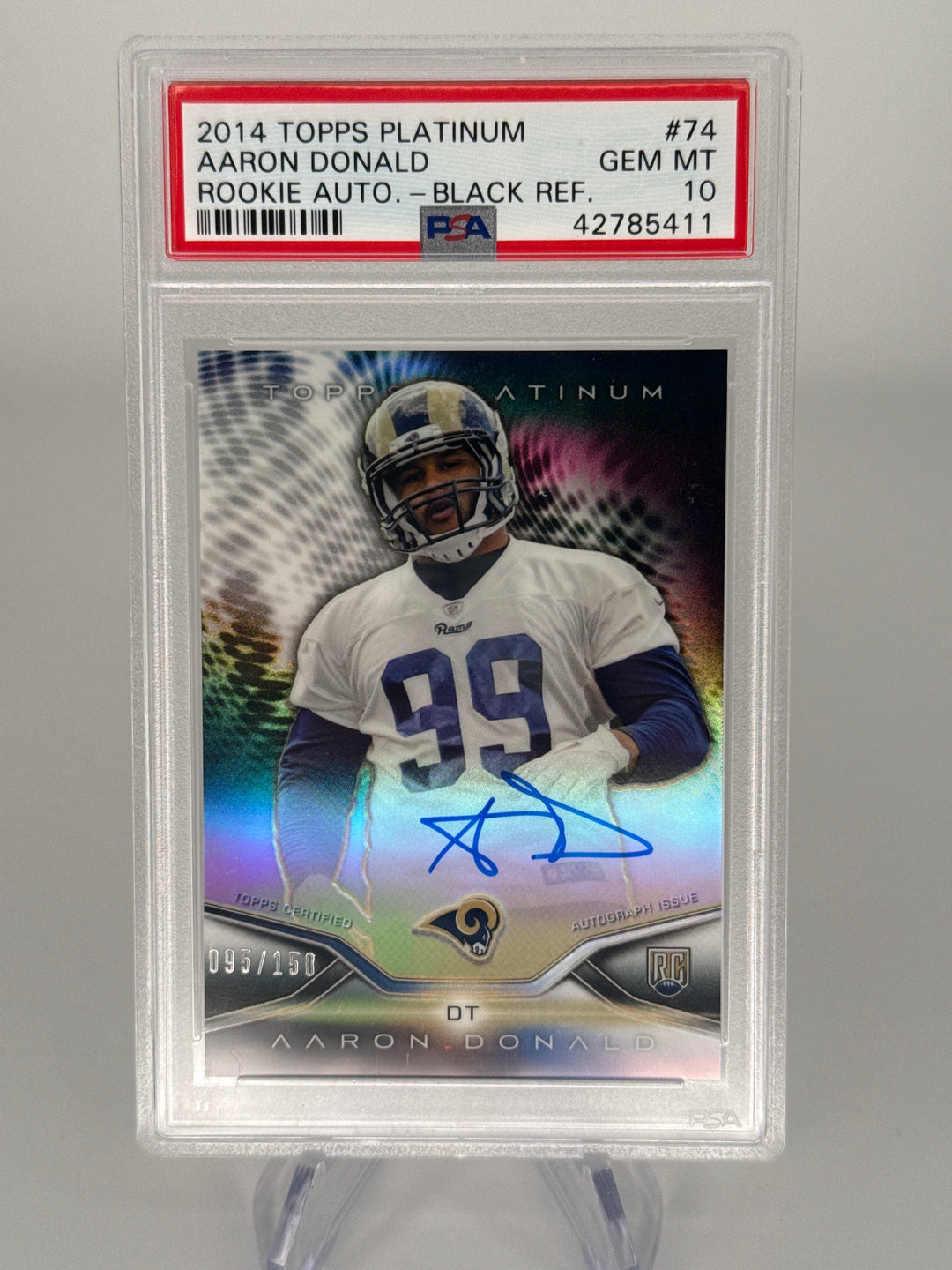 Aaron Donald 2014 Topps Chrome Platinum Black Refractor Rookie Auto, 095/150, PSA 10 Gem Mint
