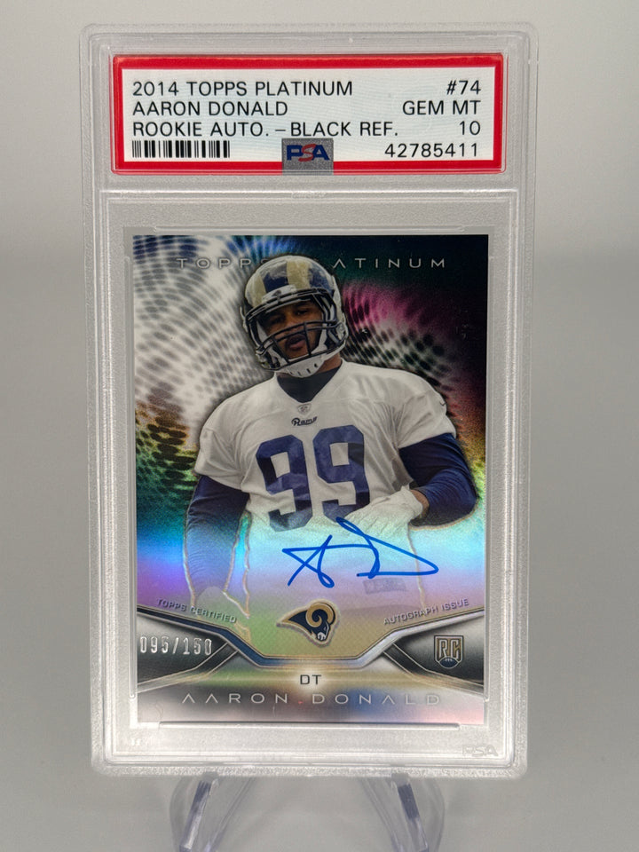 Aaron Donald 2014 Topps Chrome Platinum Black Refractor Rookie Auto, 095/150, PSA 10 Gem Mint
