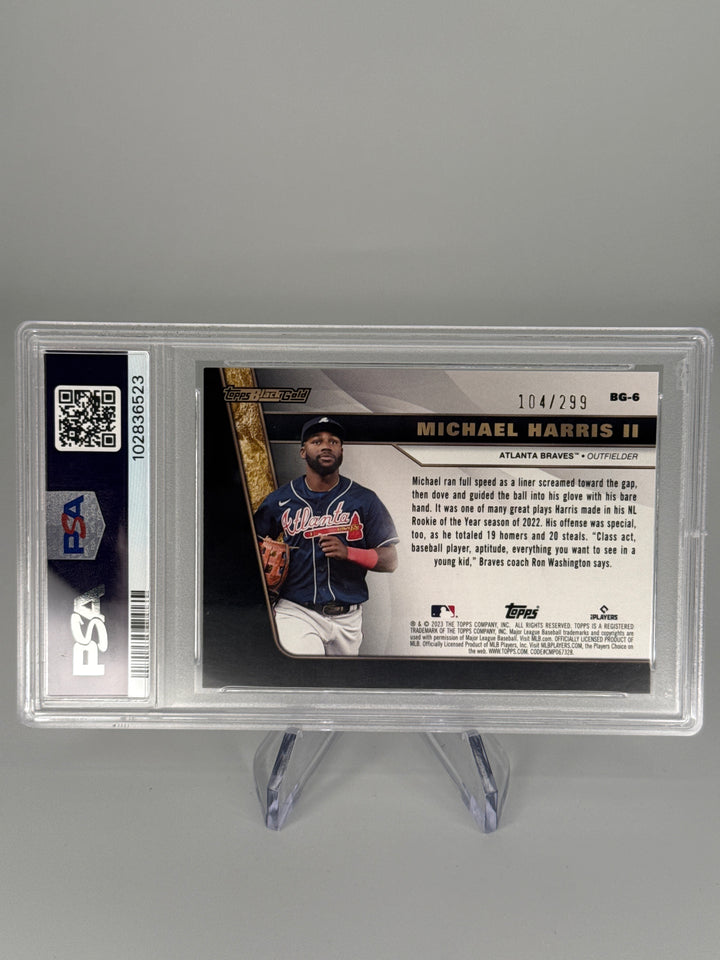 Michael Harris 2023 Topps Update Black Gold Black Rookie, 104/299, PSA 9 Mint