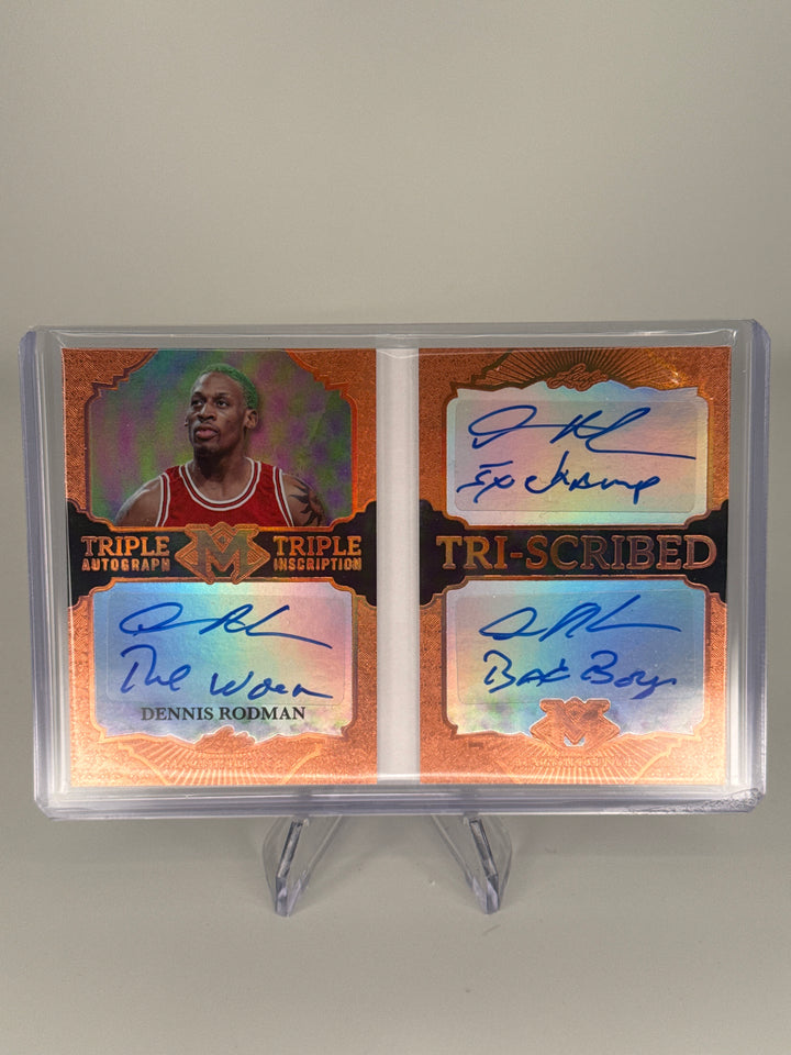 Dennis Rodman 2026 Leaf Magnificence Tri-Scribed Triple Auto Booklet, 1/5